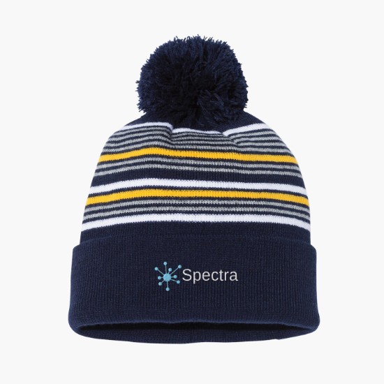Sportsman Striped Pom Pom Cuffed Beanie