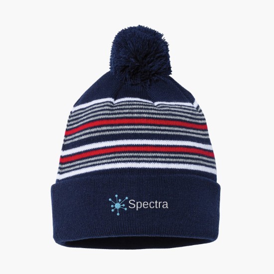 Sportsman Striped Pom Pom Cuffed Beanie