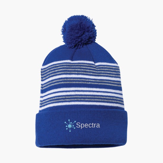 Sportsman Striped Pom Pom Cuffed Beanie