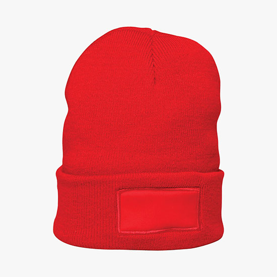 Cuffed Knit Beanie with Patch