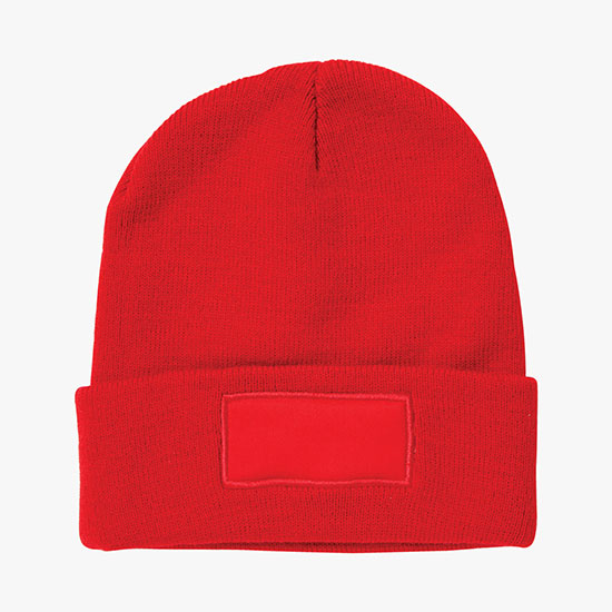 Cuffed Knit Beanie with Patch