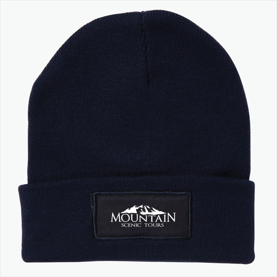 Cuffed Knit Beanie with Patch
