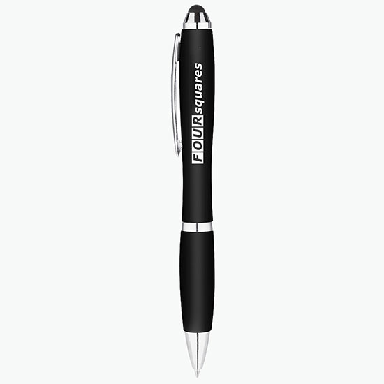 Metallic Curvaceous Ballpoint Pen with Stylus