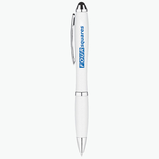 Metallic Curvaceous Ballpoint Pen with Stylus