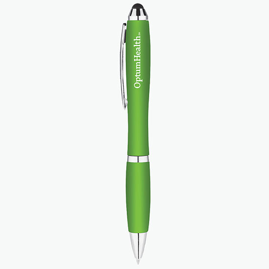 Metallic Curvaceous Ballpoint Pen with Stylus