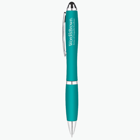 Metallic Curvaceous Ballpoint Pen with Stylus