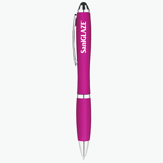 Metallic Curvaceous Ballpoint Pen with Stylus