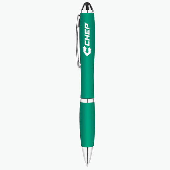 Metallic Curvaceous Ballpoint Pen with Stylus