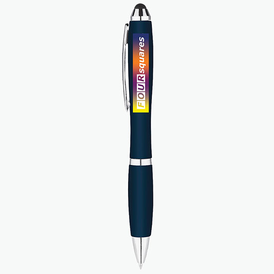 Metallic Curvaceous Ballpoint Pen with Stylus - Full Color