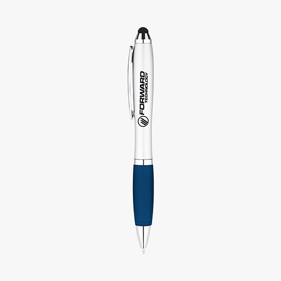 Silvertone Curvaceous Ballpoint Pen with Stylus - 24-Hour Production