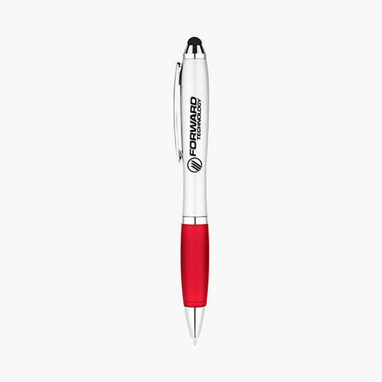 Silvertone Curvaceous Ballpoint Pen with Stylus - 24-Hour Production