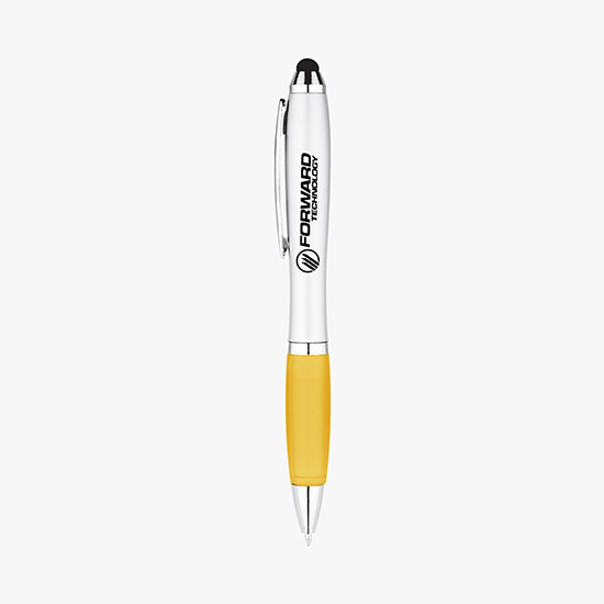 Silvertone Curvaceous Ballpoint Pen with Stylus - 24-Hour Production