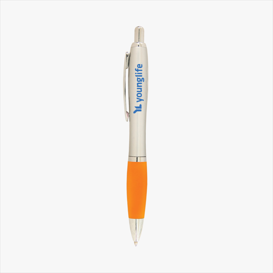 Curvy Ballpoint Pen - Metallic Barrel