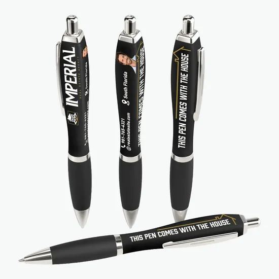 Square Soft Touch Tuxedo Recycled Gel Pen