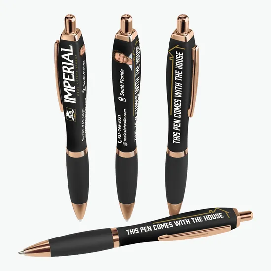 Square Soft Touch Tuxedo Gel Performance Pen - Rose Gold