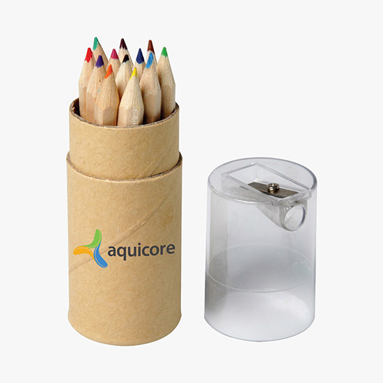 12-Piece Colored Pencil Tube Set with Sharpener - Full Color