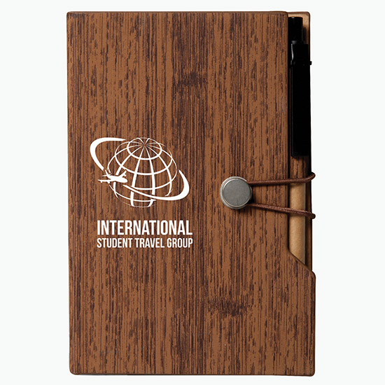 4 x 6 Wood Look Notebook with Sticky Notes - Printed