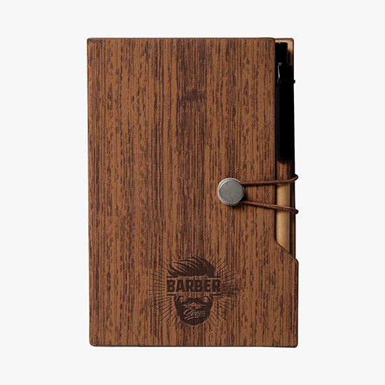 4 x 6 Wood Look Notebook with Sticky Notes - Debossed