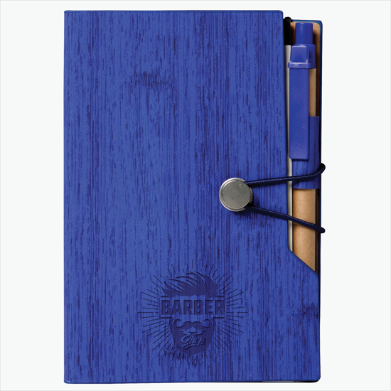 4 x 6 Wood Look Notebook with Sticky Notes - Debossed