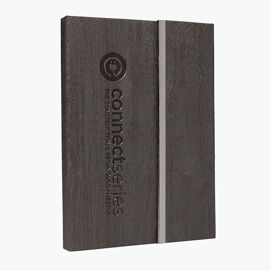 Woodgrain Padfolio with Sticky Notes & Flags - Debossed