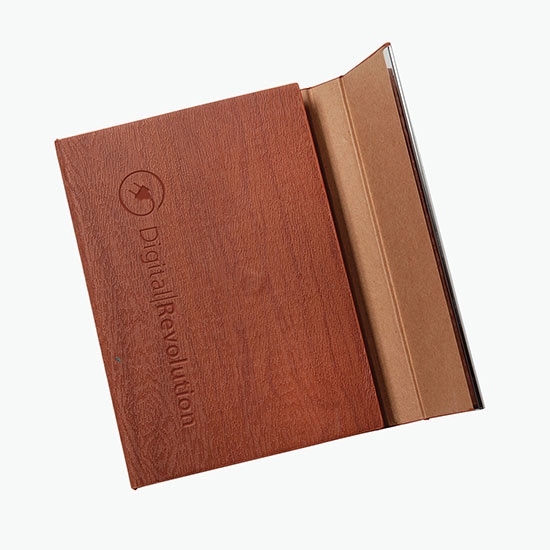 Woodgrain Padfolio with Sticky Notes & Flags - Debossed