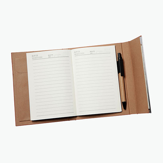 Woodgrain Padfolio with Sticky Notes & Flags