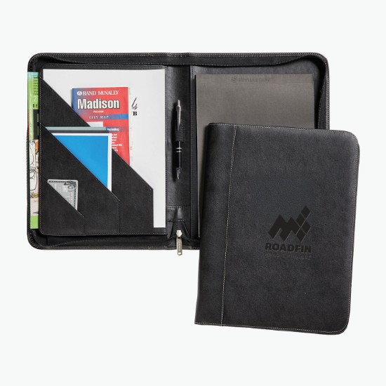 Madison Zippered Padfolio - Debossed