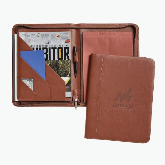 Madison Zippered Padfolio - Debossed