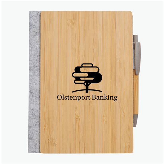 Grove Refillable Bamboo Notebook and Pen - Engraved - 24-Hour Production