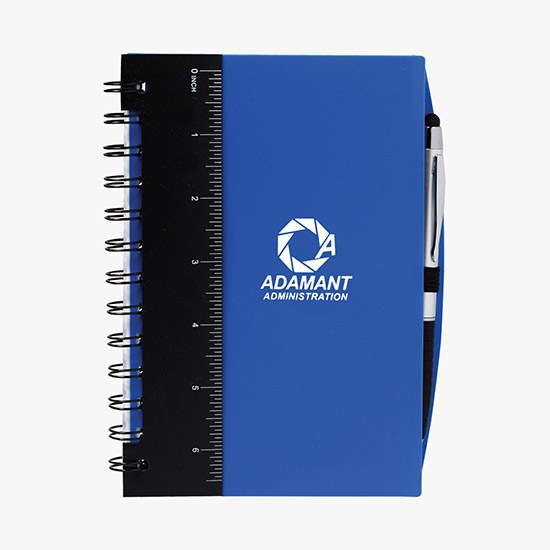 5 x 7 Ruler Notebook with Flags and Stylus Pen