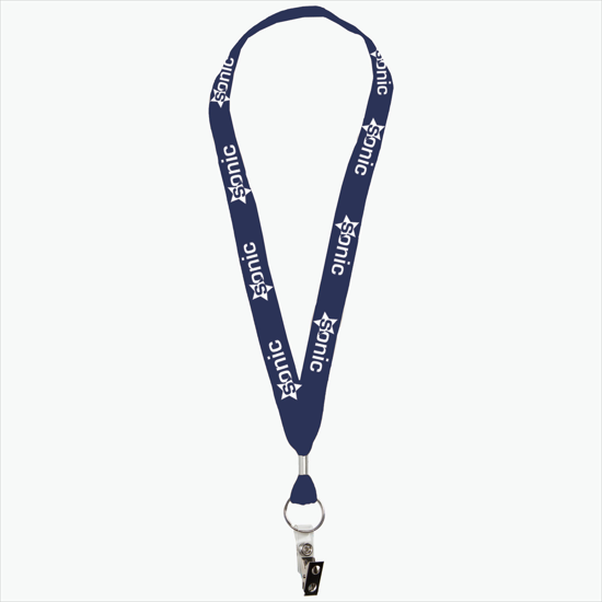 1 One Ply Cotton Lanyard - Vinyl Bulldog Clip