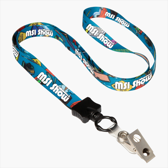 1/2 Full Color Lanyard w/Vinyl Bulldog Clip