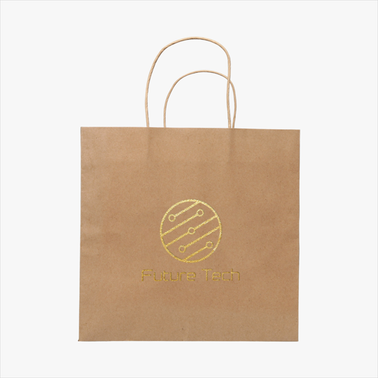 Brown Kraft Wide Gusset Paper Bag - 10 x 10 - Hot Stamped