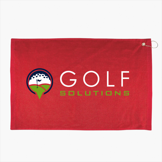 16 x 25 Recycled Polyester Hemmed Golf Towel with Grommet And Hook - Full Color
