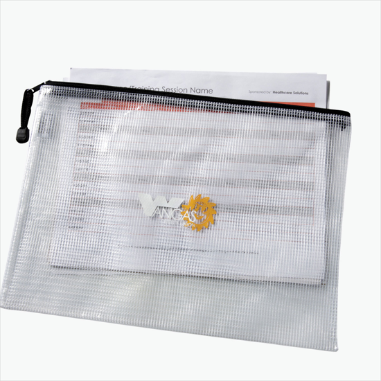 Medium PolyWeave Zippered Pouch - Multi-Color Imprint