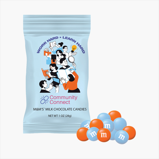 1 oz Full Color Snack Bag - Color Choice M&Ms - Back to School