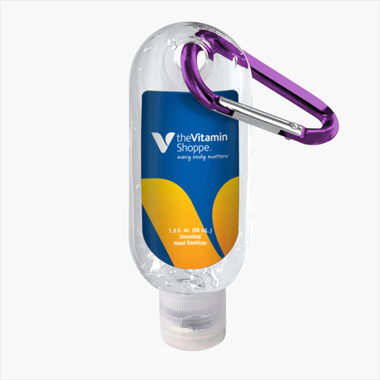 Clear 70% Hand Sanitizer with Carabiner - 1.9 oz - 24-Hour Production