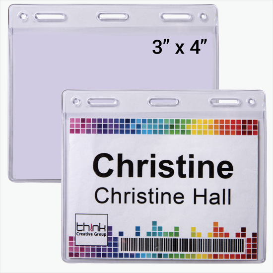 3 x 4 Top-Loading All-Purpose Vinyl Badge Holders - Slotted