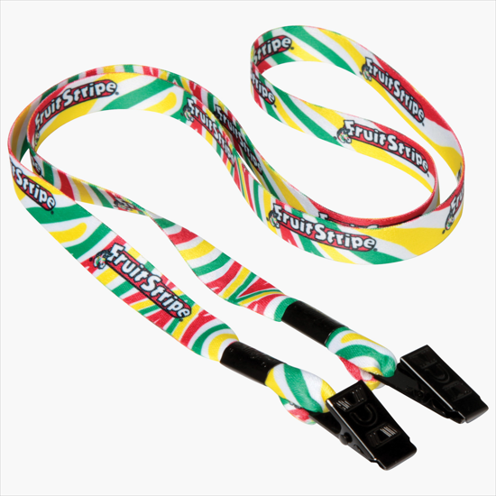1/2 Full Color Lanyard w/Double Bulldog Clip