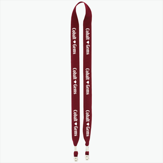 1 One Ply Cotton Lanyard - Double Bulldog Clip