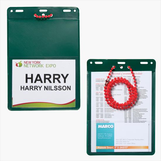 Trade Show Badge Caddy - Blank - Red Plastic Bead Chain Attachment