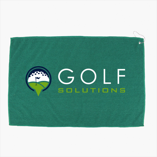 16 x 25 Recycled Polyester Hemmed Golf Towel with Grommet And Hook - Full Color