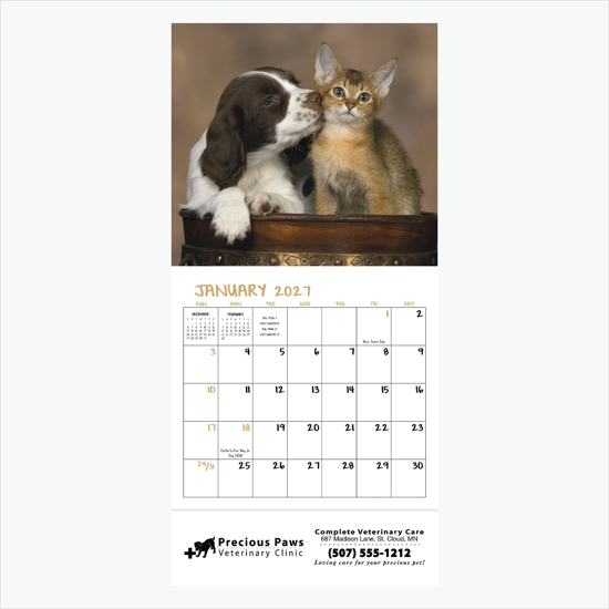Mini Wall Calendar - Puppies & Kittens