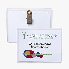 3 x 4 Top-Loading All-Purpose Vinyl Badge Holders - Clip Attachment