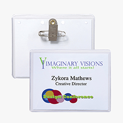 3 x 4 Top-Loading All-Purpose Vinyl Badge Holders - Pin/Clip Attachment