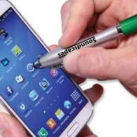 Silvertone Curvaceous Ballpoint Pen with Stylus