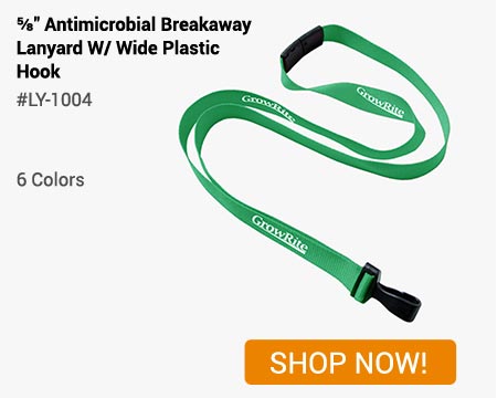 5/8 inch Antimicrobial Breakaway Lanyard with Wide Plastic Hook, Item #LY-1004 Shop Now