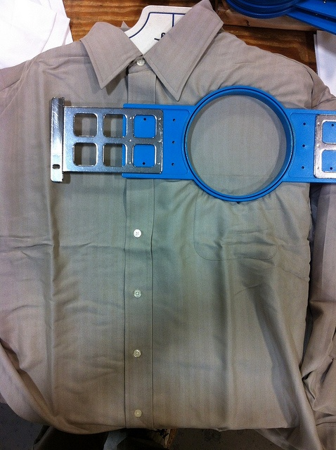 Embroidery hoop locked in place
