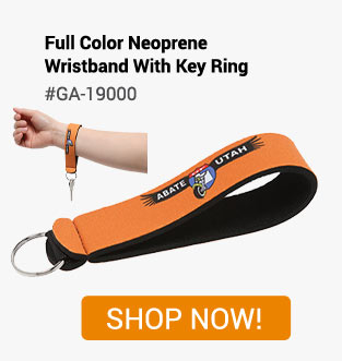 GA-19000 - Full Color Neoprene Wristband with Key Ring - Shop Now!