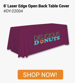 #DY-22004 - 6' Laser Edge Open Back Table Cover - Shop Now!